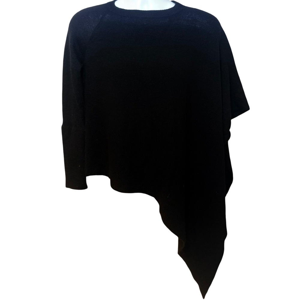 Helmut Lang Womens P Black Alpaca Asymmetric One‎ Sleeve Draped Sweater Poncho